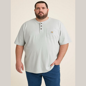 Carhartt Mens Loose Fit Pocket Henley T Shirt Light Blue 2XL